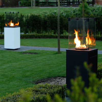 Kratki Mini Real Flame Patio Heater - Black Steel Base Panels - Manual