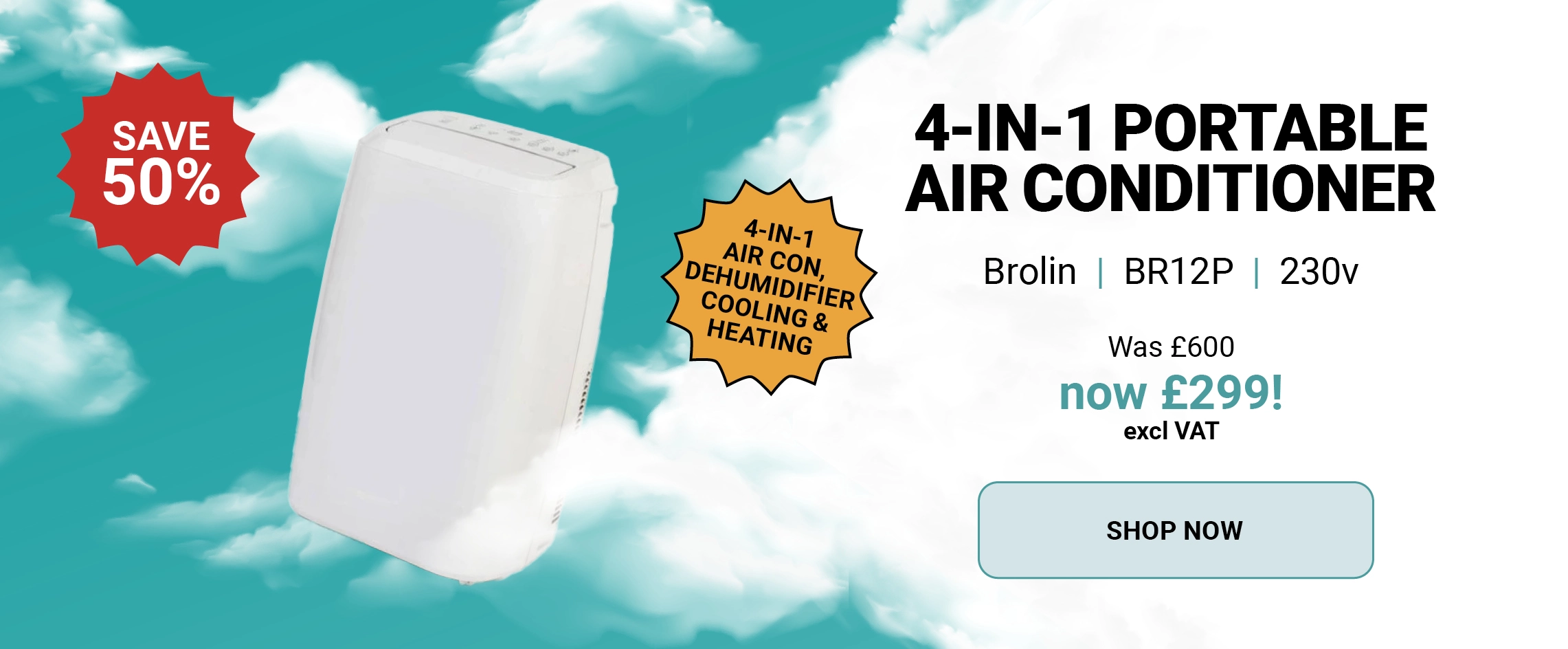 4 in 1 Portable Air Conditioner. Brolin BR12P Sale