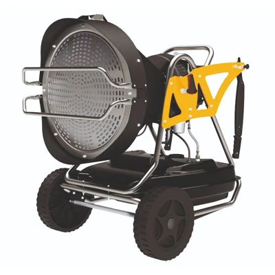 Master XL91 43kW 240V infrared space heater on wheeled trolley frame