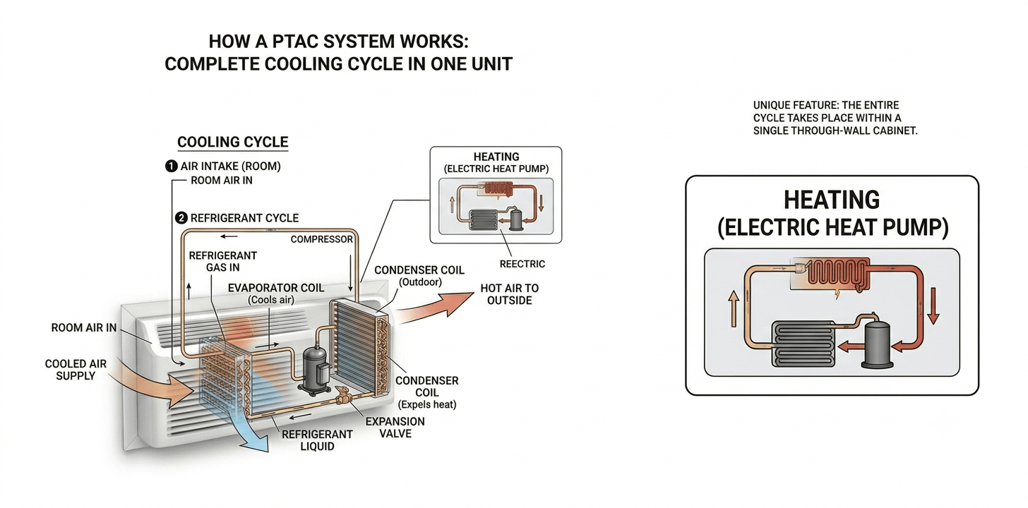 Exploded View Diagram Showing How PTAC Systems Work Diagram Showing Components and Working Process of PTAC Systems