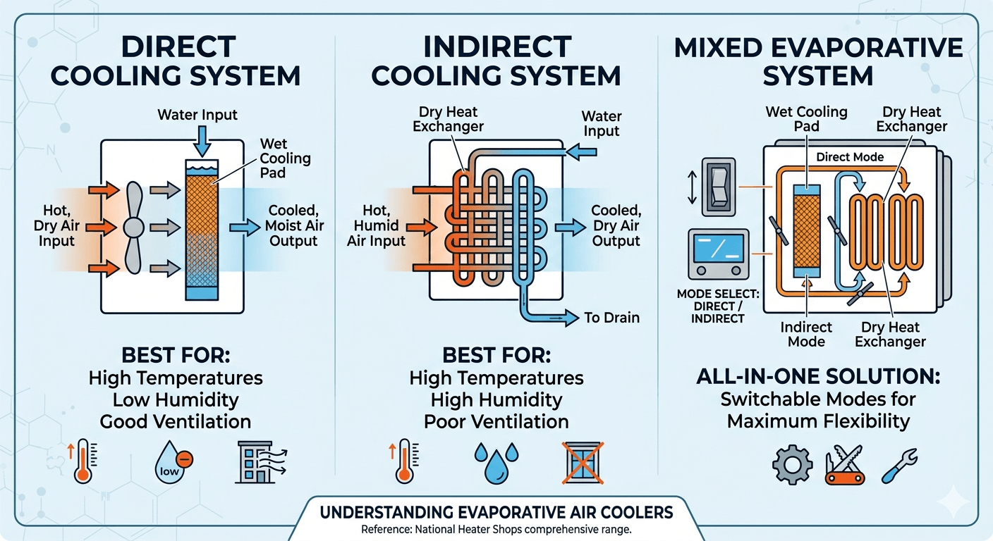 Types of evaporative air conditioners