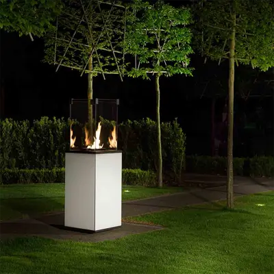 Kratki Real Flame Patio Heater - White Glass Base Panels - Manual