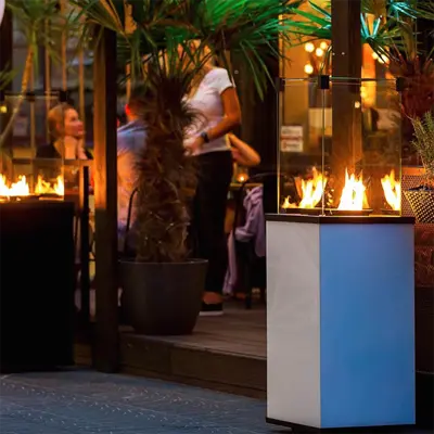 Kratki Real Flame Patio Heater - White Glass Base Panels - Manual