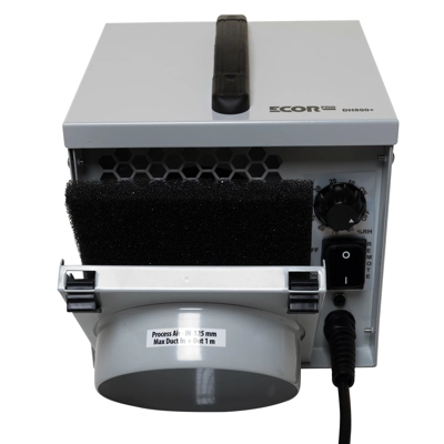 Ecor Pro DH800+ Desiccant Dehumidifier Front Open With Insect Grille Exposed