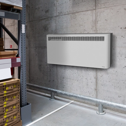 Dantherm DHC 77 wall-mounted commercial dehumidifier installed in warehouse