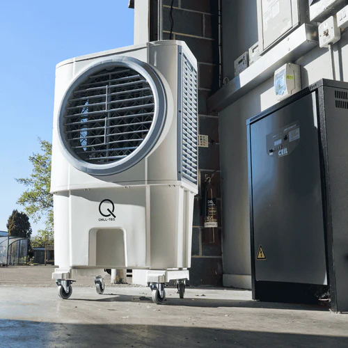 Chill-Teq EVA 72 evaporative air cooler used in a commercial industrial environment