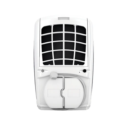 Ebac 3000 Series Smart Control dehumidifier rear view showing air intake grille, cable tidy and drainage connection