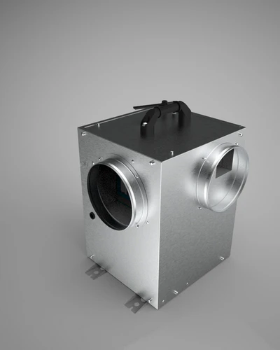 Top right view of Ebac loft mounted dehumidifier designed for social housing damp and mould management