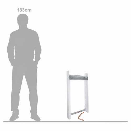 Vaillant ecoTEC Spacer Frame 308650 shown alongside a 183cm human silhouette to illustrate its 720mm height.