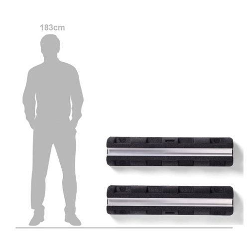 Vaillant Anti-Vibration Heat Pump Feet 0020250226 shown alongside a 183cm human silhouette to illustrate their 600mm length.