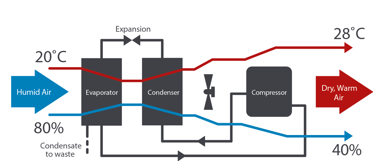 How a compressor dehumidifier works.