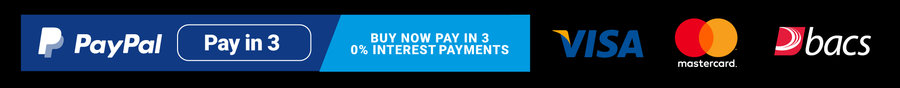 Pay by Visa, Mastercard, BACS or PayPal - including PayPal Pay in 3