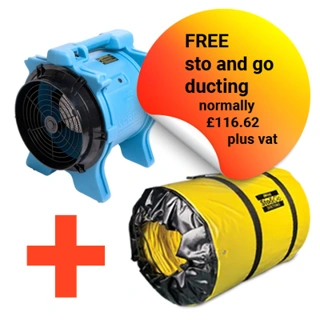 Dri-Eaz Vortex Axial Ventilation Fan 230v/110v with Free Sto and Go ducting