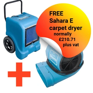 Dri-Eaz BD1000 Building Dryer Dehumidifier - Dual Voltage 48 Litres with Free Dri-Eaz Sahara E Carpet Dryer 230v 1,830 m³/hr