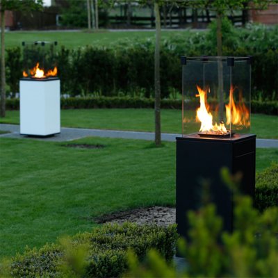 Kratki Real Flame Patio Heater - Black Steel Base Panels - Manual