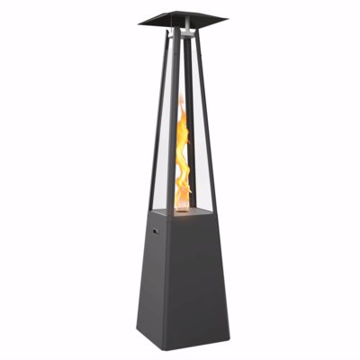 Kratki Umbrella Real Flame Pyramid Patio Heater - Black with Brackets