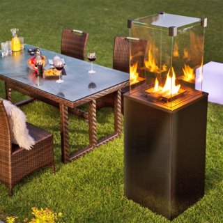 Kratki Real Flame Patio Heater - Black Glass Base Panels - Manual