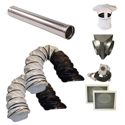 Arcotherm EC55 Accessory Bundle - Dual Outlet (2 x 7.6m Ducting & Standard Diffusers)