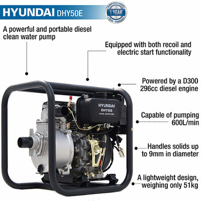 Hyundai DHY50E 50mm Electric Start Diesel Water Pump